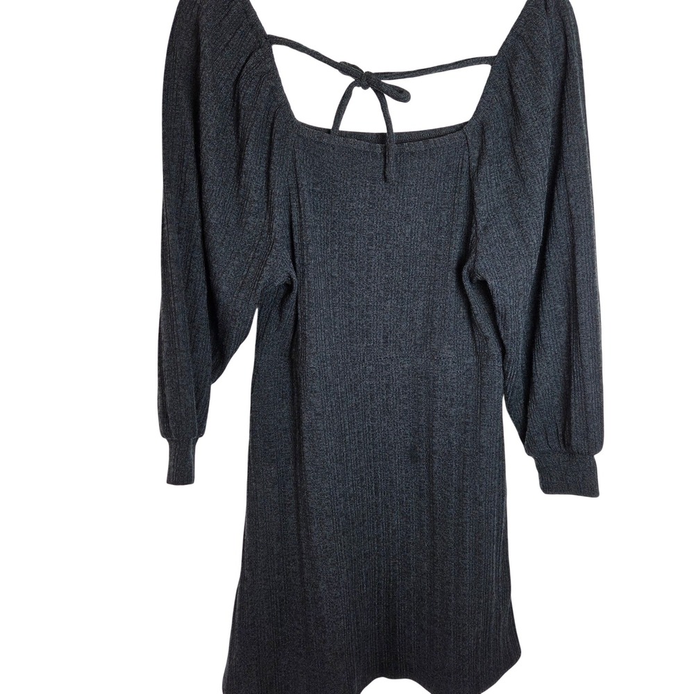 Wrangler Retro Ribbed Sweater Dress Square Neck Tie Back Fit Flare‎ Mini S